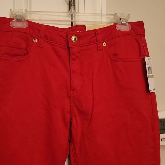 Michael Kors "Izzy" Cropped Skinny Jeans In "True Red" Size 8 NWT - Picture 3 of 9